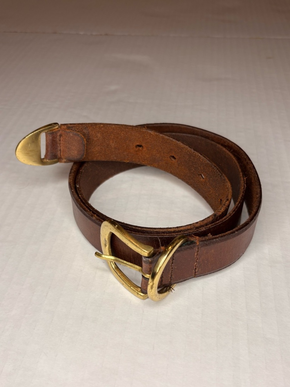 Vintage Gloria Vanderbilt Brown Genuine Leather Belt Women's Size Large brass